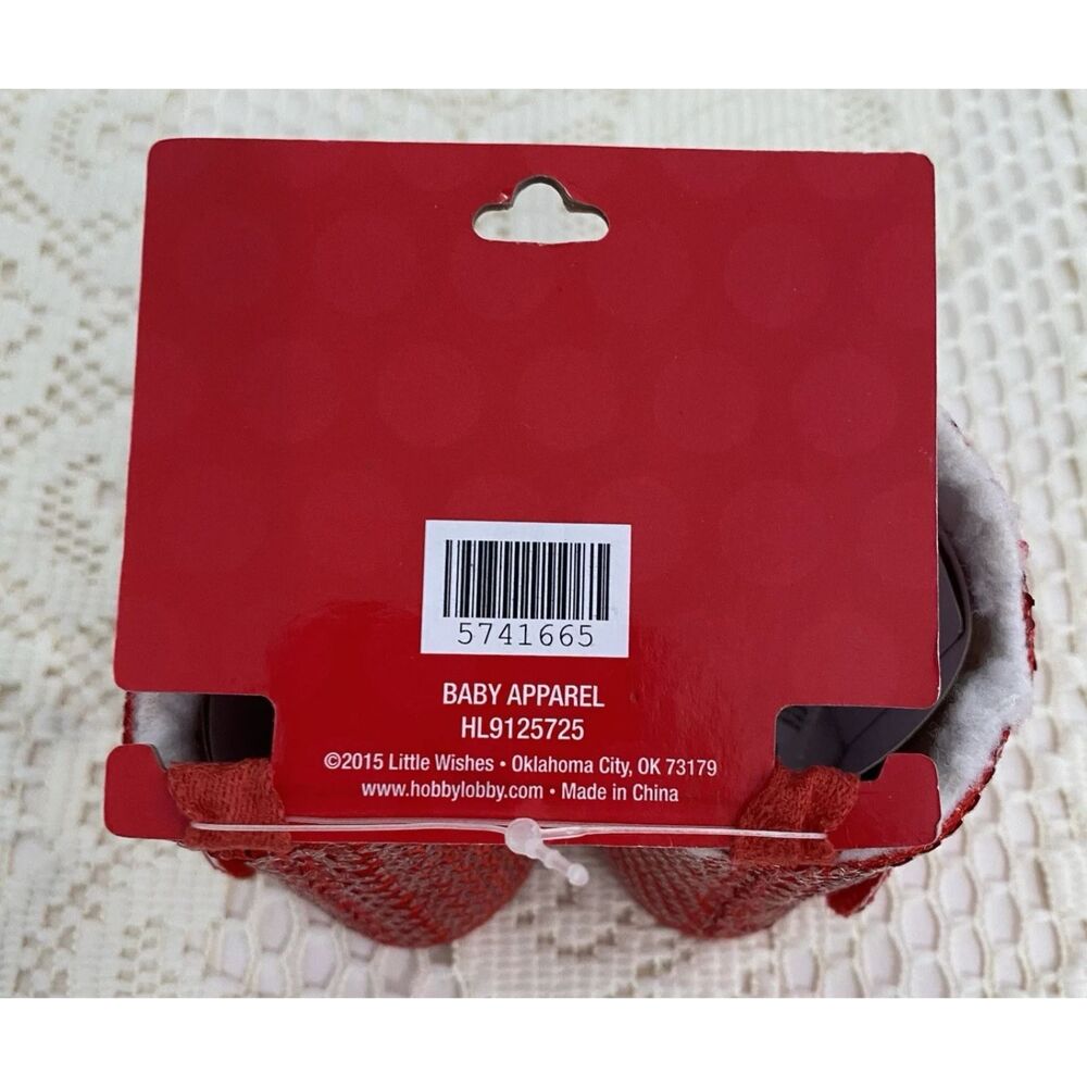 Little Wishes Baby Girl Size 3-6 months Red Boots Sparkly Christmas Holiday - Picture 11 of 12
